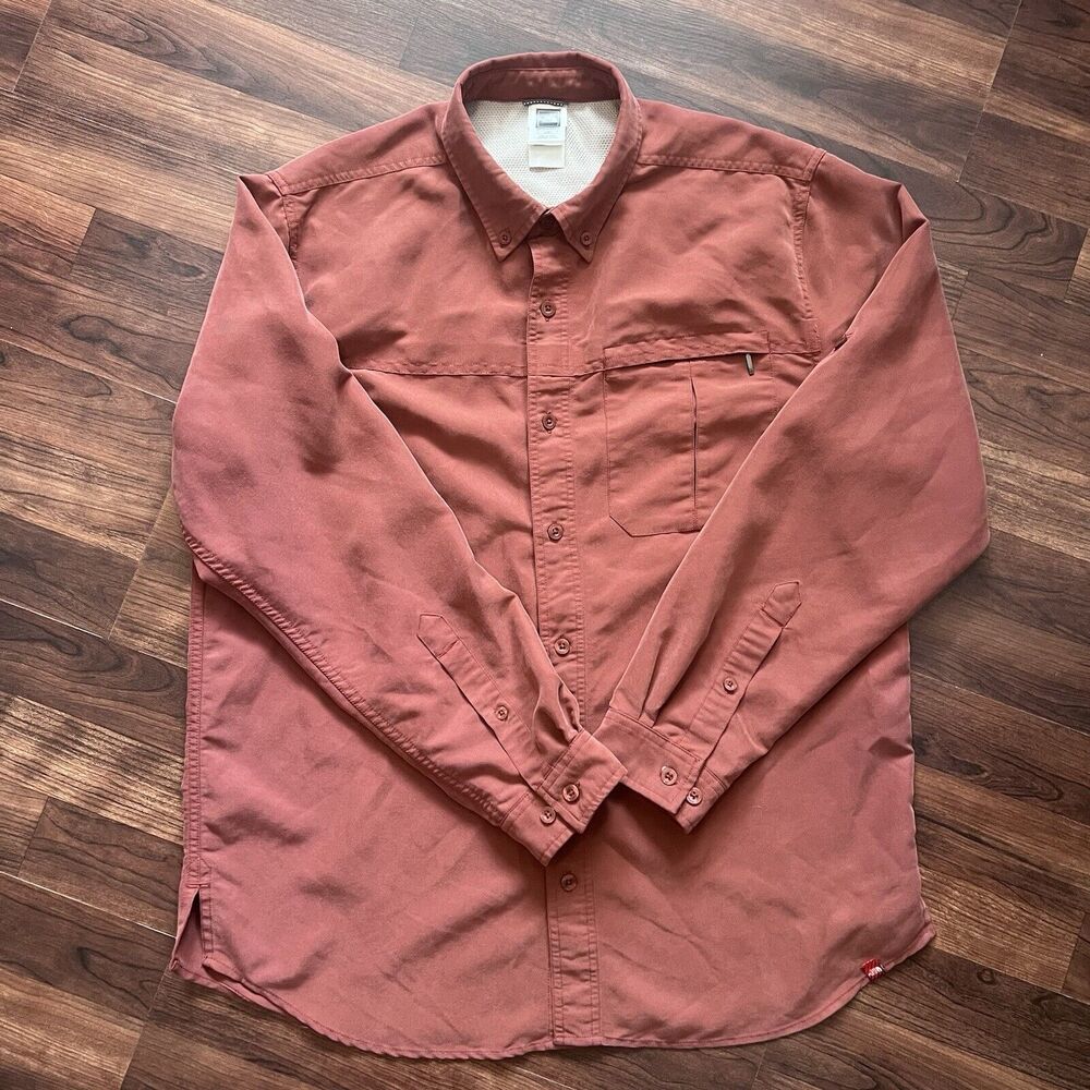 The North Face ACCX Long Sleeve Roll Tab Hiking Shirt Large Button Down Rust